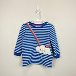 Load image into Gallery viewer, Mini Boden Appliqué Pocket Tunic Top Delft Blue/Ivory Cloud 3-4
