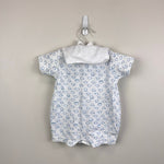 Load image into Gallery viewer, Vintage Small Stars White Blue Whale Shortall Romper 6-9 Months
