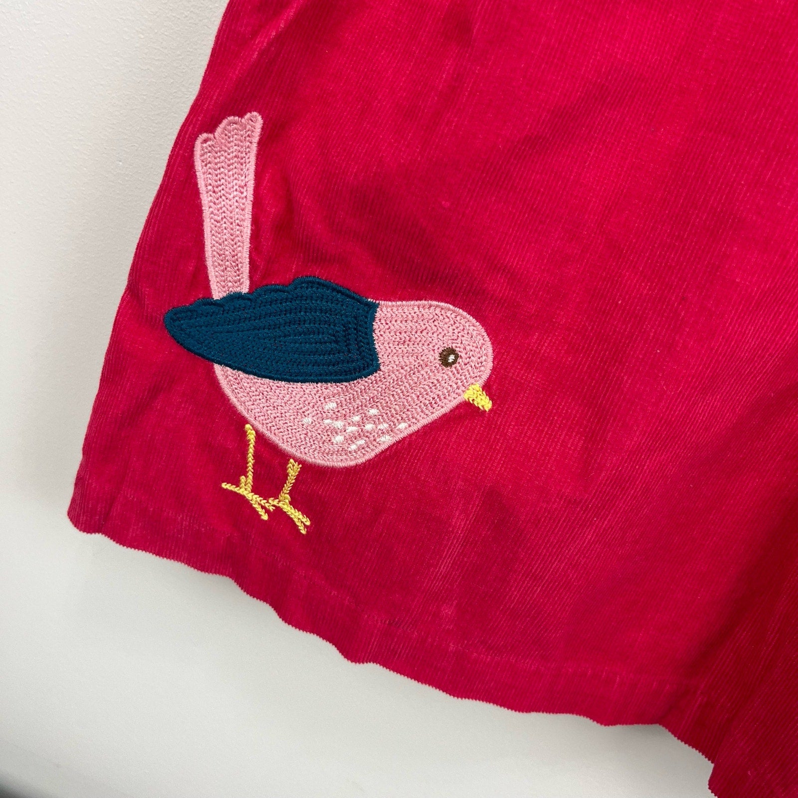 Mini Boden Pink Embroidered Bird Jumper Dress 2-3