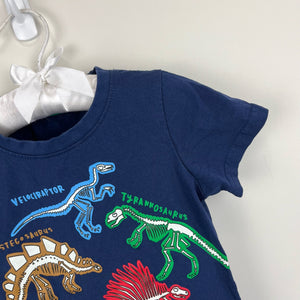 Educational Graphic T-Shirt Starboard Blue Dinosaur Skeletons 4T