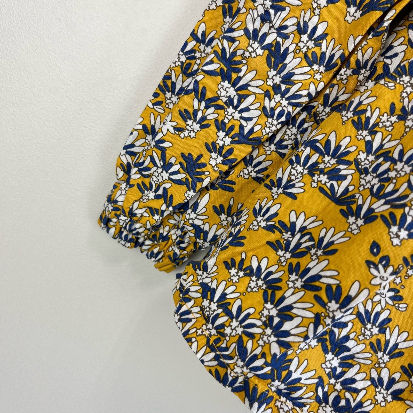 Busy Bees Yellow Blue Floral Ruffle Blouse 24 Months