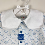 Load image into Gallery viewer, Vintage Small Stars White Blue Whale Shortall Romper 6-9 Months
