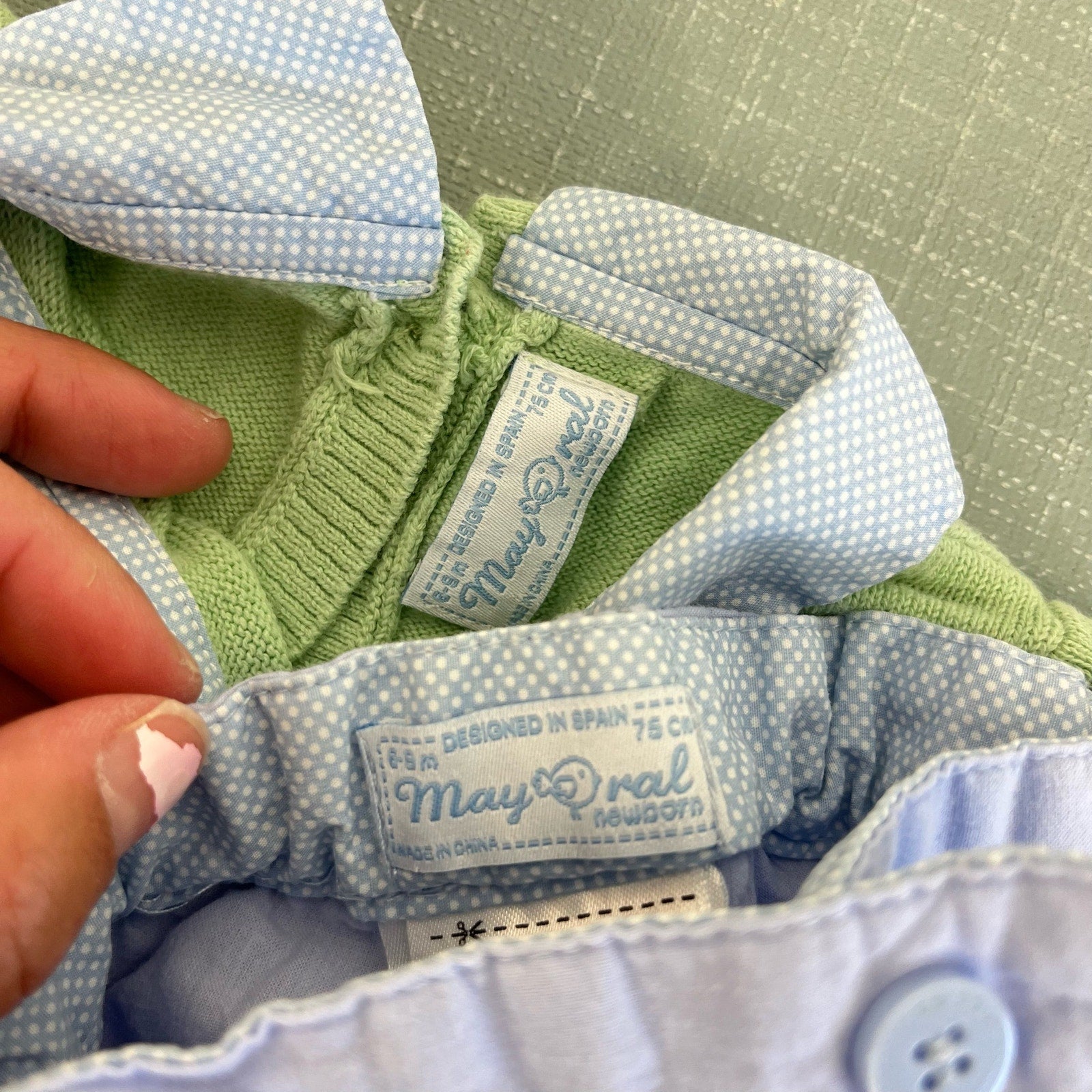 Mayoral Baby Blue Green Sweater Set 6-9 Months