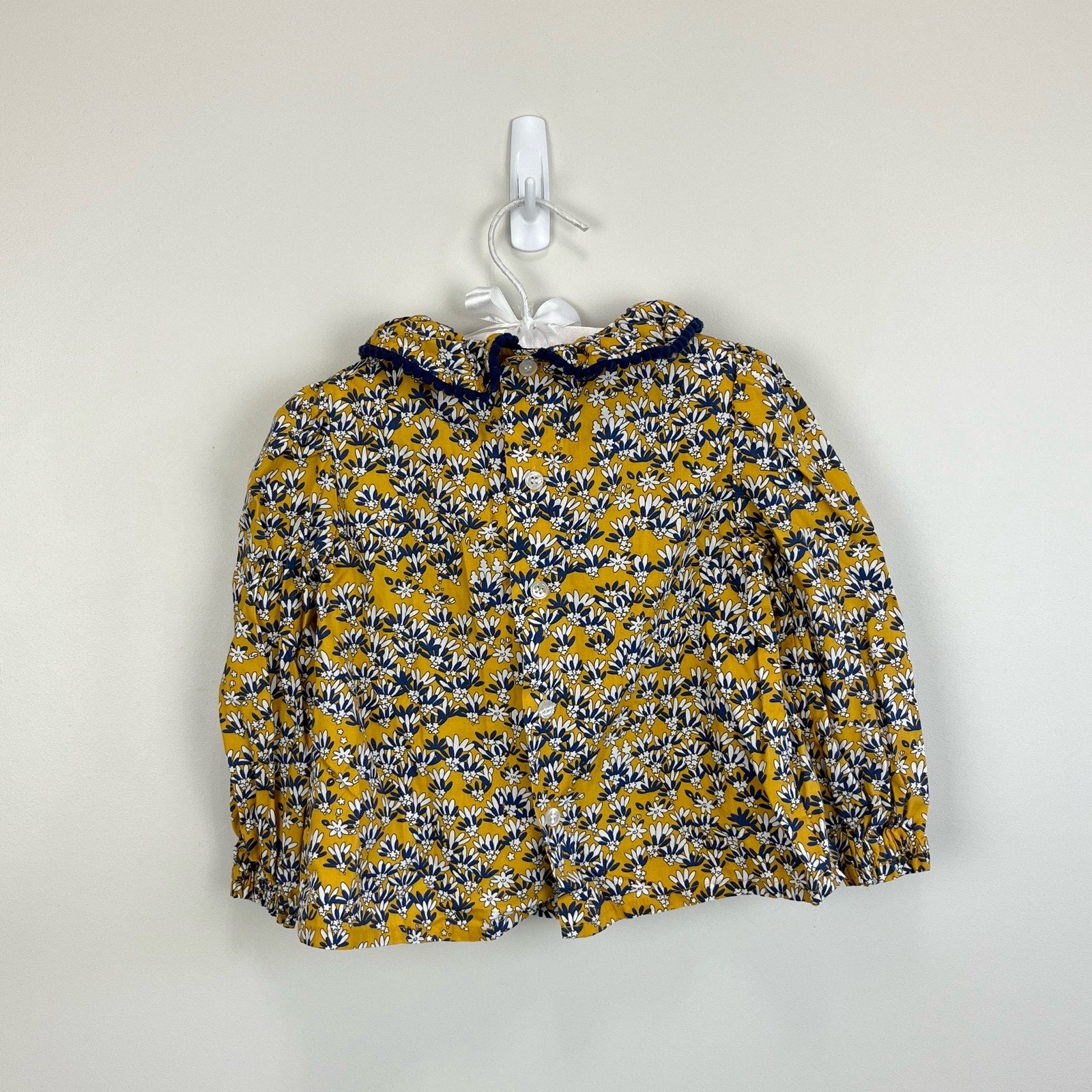 Busy Bees Yellow Blue Floral Ruffle Blouse 24 Months