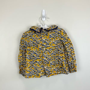 Busy Bees Yellow Blue Floral Ruffle Blouse 24 Months