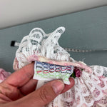 Load image into Gallery viewer, Vintage Piccolo Floral Jacquard Lace Ruffle Bubble Romper 6-9 Months

