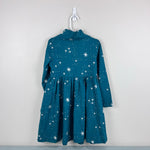 Load image into Gallery viewer, Hanna Andersson Long Sleeve Green Star Dress Silver Stardust on Everglade 120 cm 6-7
