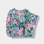 Load image into Gallery viewer, Lilly Pulitzer Girls Sammy Pajama Set Hi Tide Navy Bringing Mermaid Back 4T
