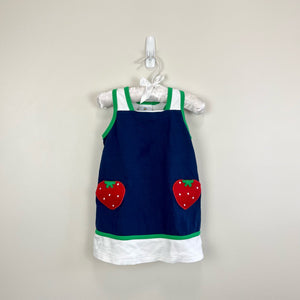Florence Eiseman Navy Blue Strawberry Dress 2T