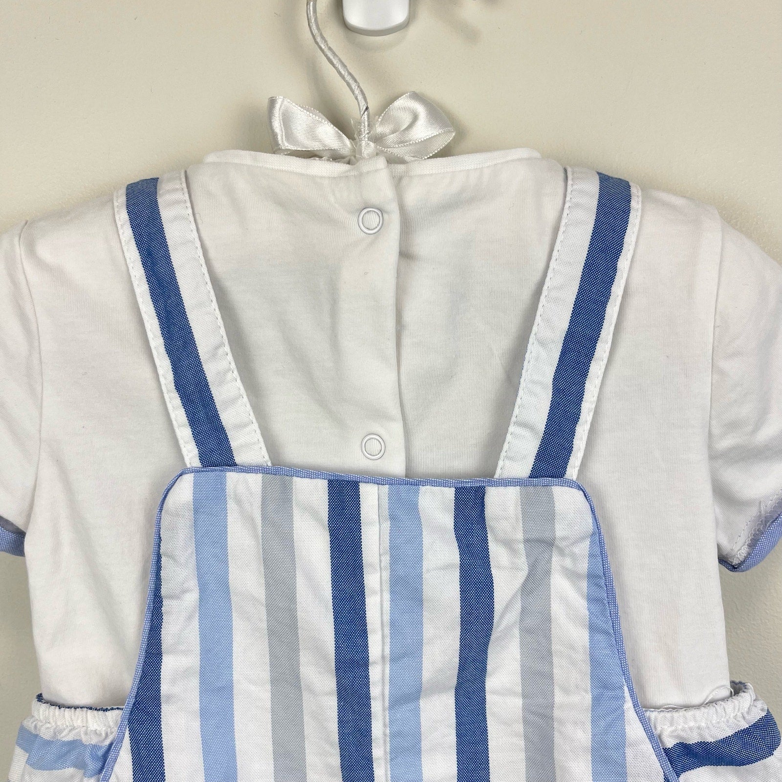 Mayoral Baby Blue Striped Dungaree Shorts Set 12 Months