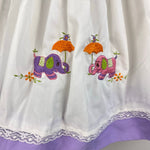 Load image into Gallery viewer, Vintage Purple Pinafore Embroidered Elephant Dress Baby Girl
