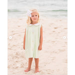 Load image into Gallery viewer, The Proper Peony Green Seersucker Hand Embroidered Sweet Scoop Dress 5T
