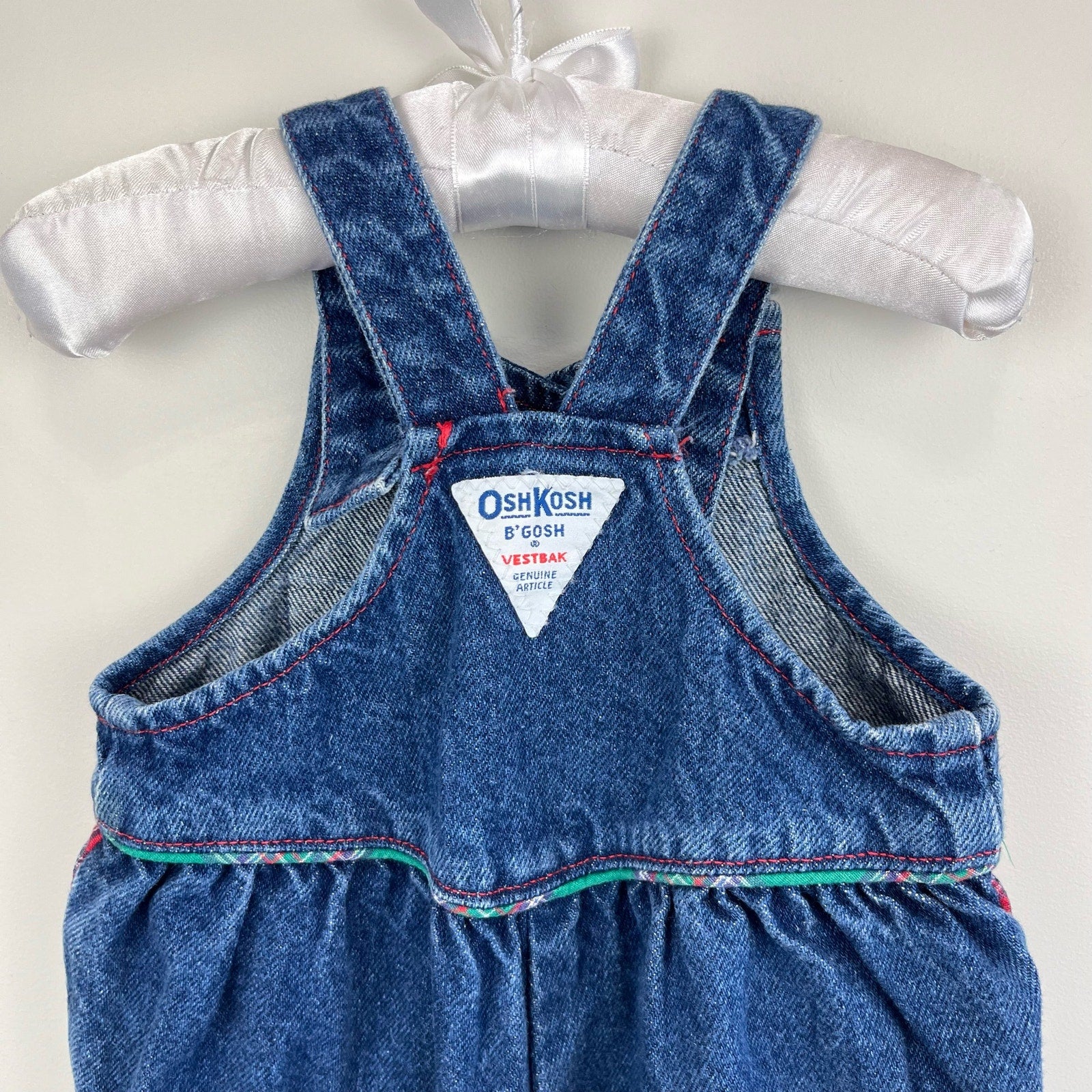 Vintage OshKosh B'gosh Blue Jean Plaid Overalls 18 Months USA