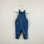 Load image into Gallery viewer, Mini Boden Fun Denim Dungarees Dinosaur Knees 6-9 Months
