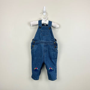 Mini Boden Fun Denim Dungarees Dinosaur Knees 6-9 Months