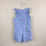 Load image into Gallery viewer, Janie and Jack Embroidered Flag Ruffle Romper Ocean Air Blue 6
