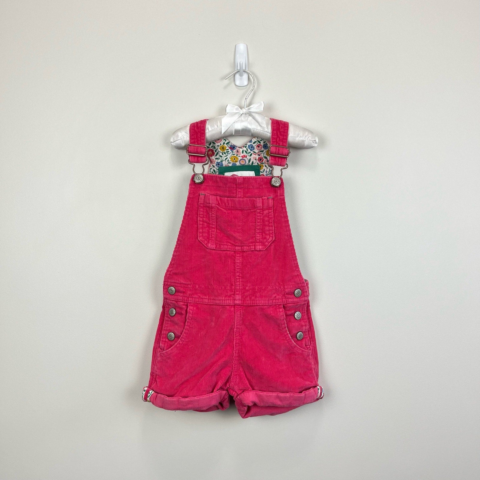 Mini Boden Girls Pink Corduroy Short Overalls 2-3 Years