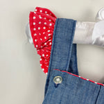 Load image into Gallery viewer, Vintage Blue Red Ruffle Shortalls Romper
