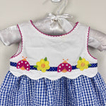 Load image into Gallery viewer, Vintage Y2K Youngland Seersucker Lady Bug Flower Applique Dress 3-6 Months
