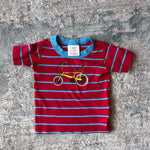 Load image into Gallery viewer, Hanna Andersson Red Striped Bicycle Short John Pajamas 80 cm 18-24 Months

