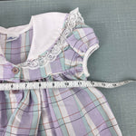 Load image into Gallery viewer, Vintage Bryan Pastel Purple Plaid Lace Ruffle Party Dress Toddler Girl
