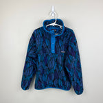 Load image into Gallery viewer, Vintage 90s Patagonia Synchilla Snap-T Fleece Blue Purple Leaf Kids 10
