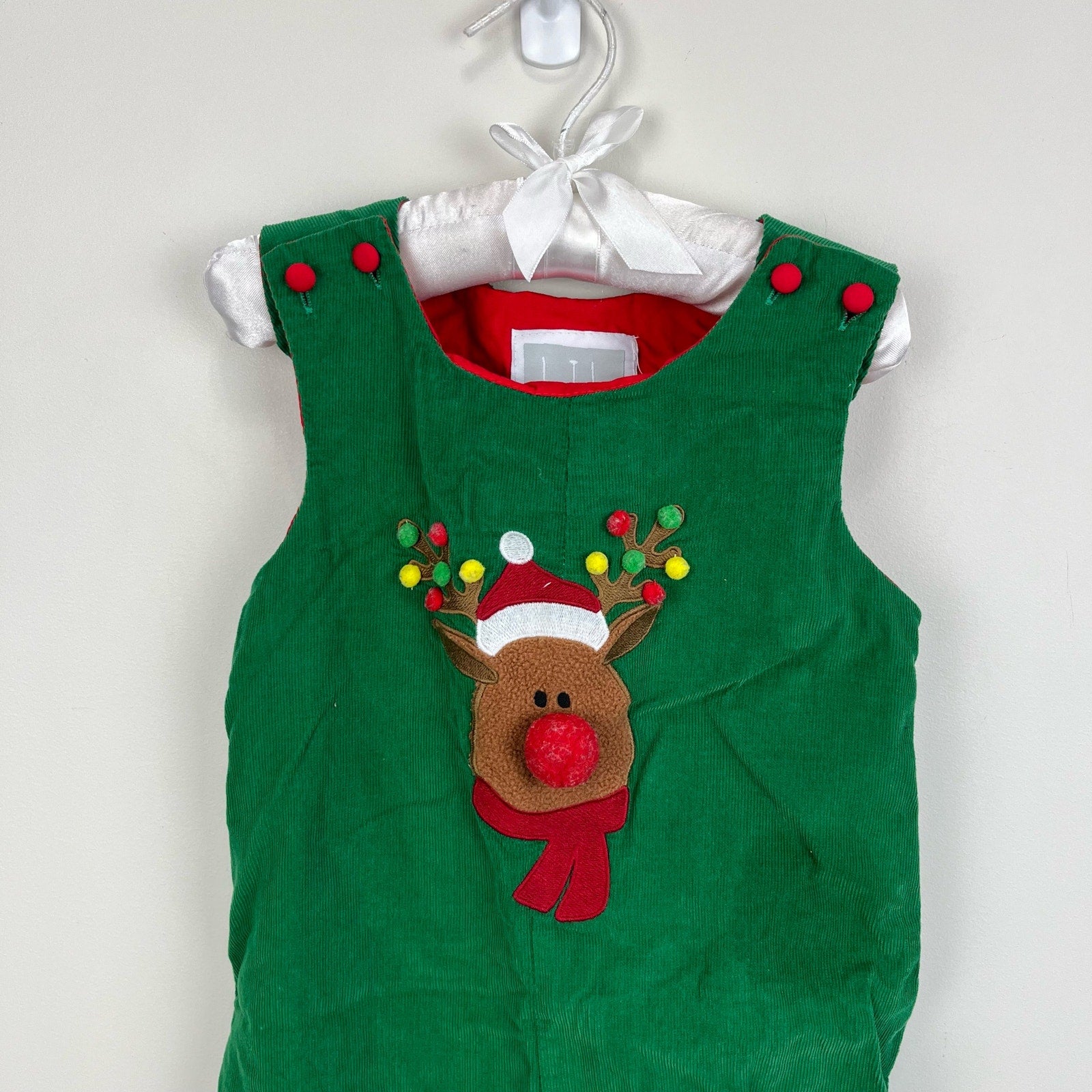 Lil Cactus Green Corduroy Rudolph Longall Overalls 18-24 Months