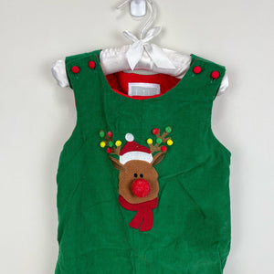 Lil Cactus Green Corduroy Rudolph Longall Overalls 18-24 Months