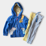 Load image into Gallery viewer, Mini Boden Applique Hoodie &amp; Leggings Set Elizabethan Blue Peeping Animals 2-3

