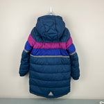 Load image into Gallery viewer, L.L. Bean Kids Long Down Jacket Colorblock Navy Berry M 5-6
