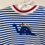 Load image into Gallery viewer, Florence Eiseman Stripe Knit Dinosaur Longall Romper 9 Months
