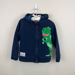 Load image into Gallery viewer, JoJo Maman Bebe Zippered Dinosaur Applique Hoodie Sweatshirt Navy 2-3
