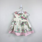 Load image into Gallery viewer, Vintage Pink Cream Floral Dress with Gingham Bows 24 Months

