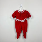 Load image into Gallery viewer, Vintage Carter's Red Velvet Footie 6 Months USA
