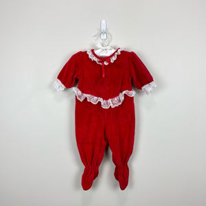 Vintage Carter's Red Velvet Footie 6 Months USA