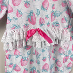 Load image into Gallery viewer, Vintage Carter's Lace Ruffle Strawberry Footie Romper 3-6 Months USA
