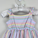 Load image into Gallery viewer, Bonnie Baby Pastel Stripe Seersucker Dress 6-9 Months
