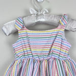 Load image into Gallery viewer, Bonnie Baby Pastel Stripe Seersucker Dress 6-9 Months
