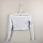 Load image into Gallery viewer, Yogalicious Girls Long Sleeve Rib Crop Top White M 10

