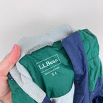Load image into Gallery viewer, L.L. Bean Kids Lined Trail Model Wind and Rain Jacket Color Block Night/Emerald Spruce S 4T
