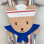 Load image into Gallery viewer, Vintage Fisher Price Kidswear Rainbow Stripe Sailor Bear Sunsuit Romper 12 Months
