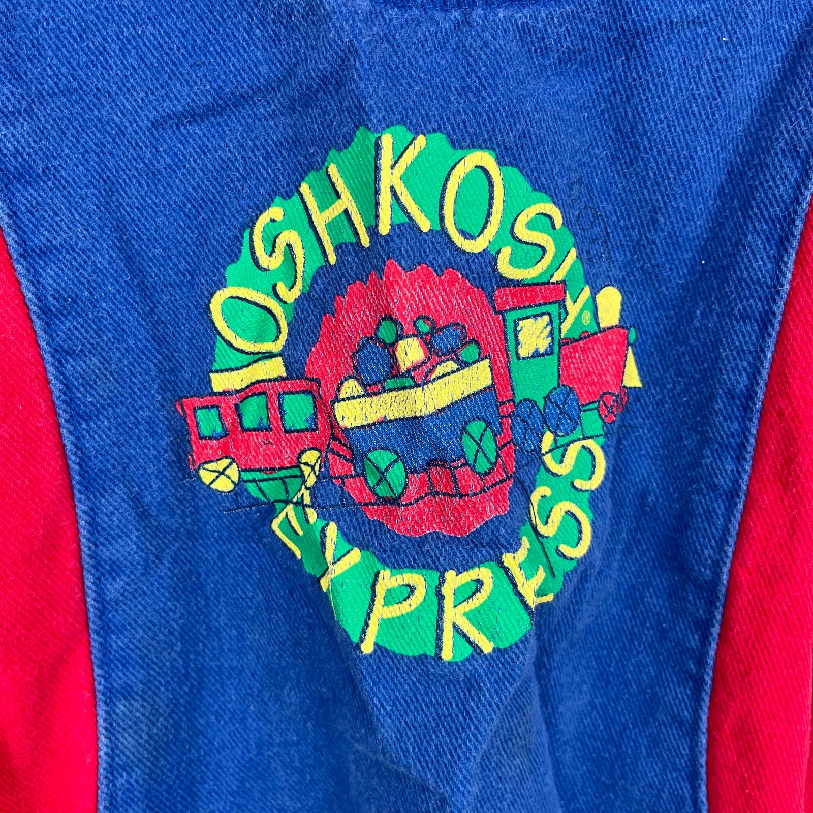 Vintage OshKosh B'gosh Express Blue Red Pullover Toddler Boy USA