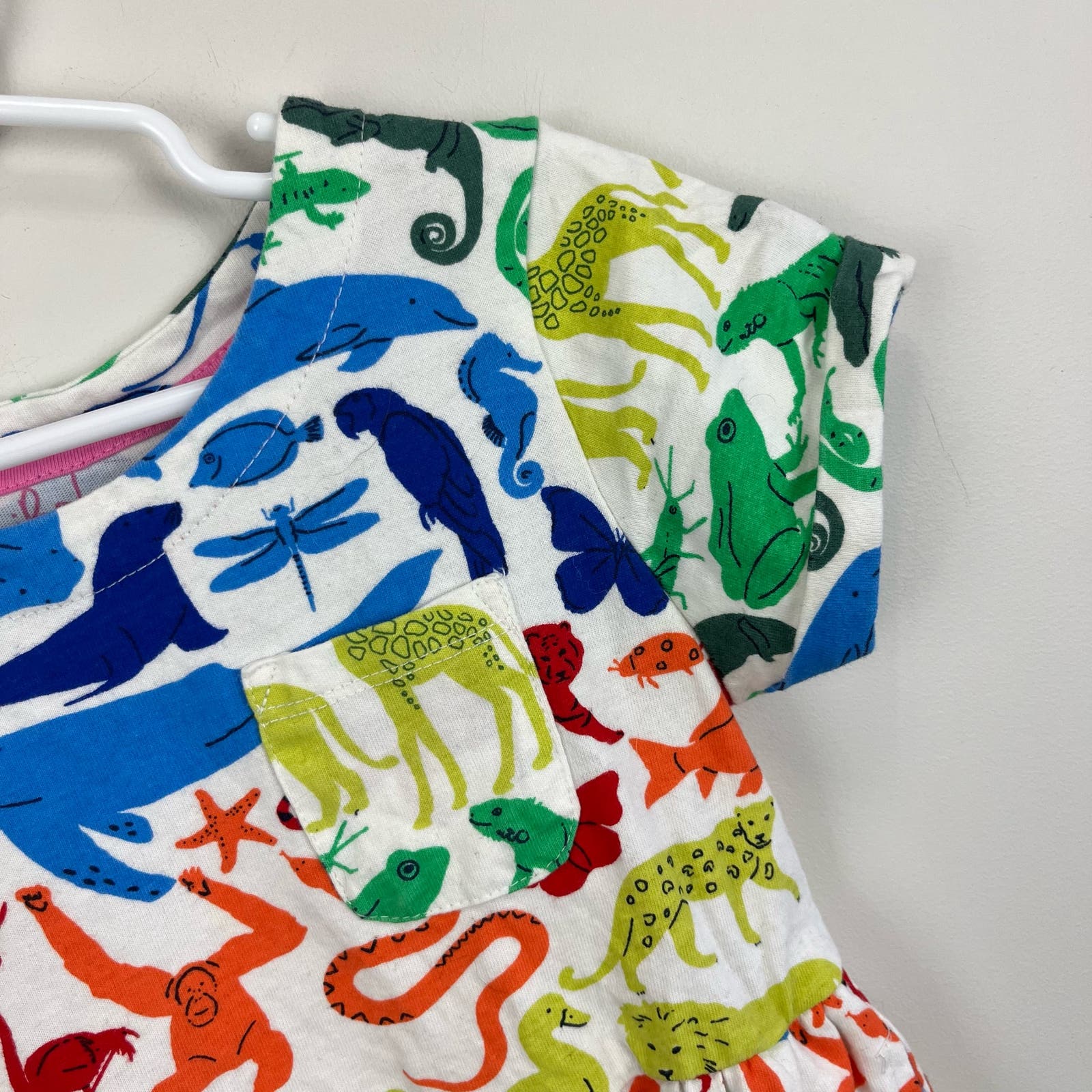 Mini Boden Rainbow Animals Fun Jersey Dress 6-7