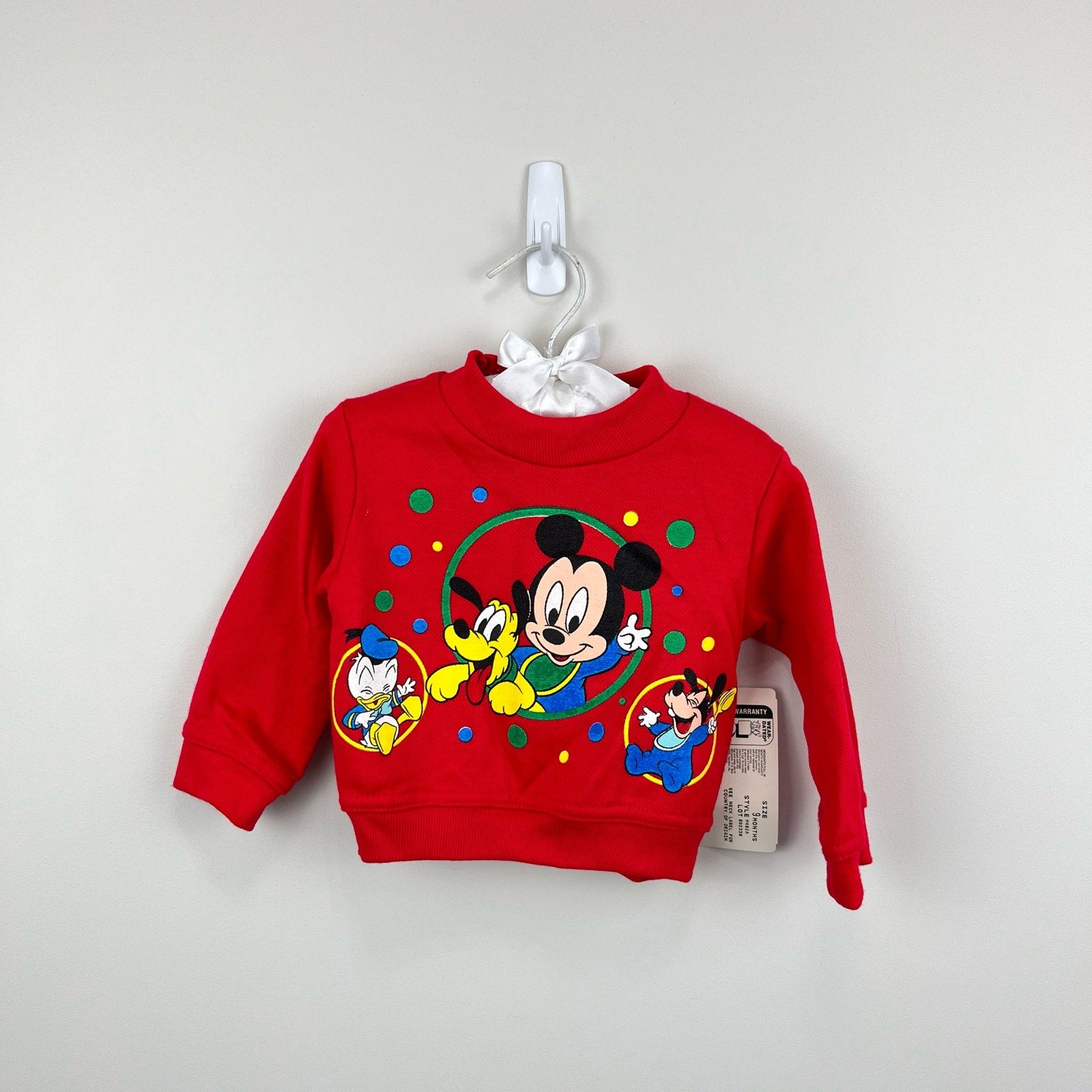 Vintage Disney Babies Red Sweatshirt 9 Months NWT