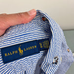 Load image into Gallery viewer, Ralph Lauren Blue Seersucker Bear Button Down Shirt 4T
