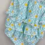 Load image into Gallery viewer, Angel Dear Blue Floral Ruffle Sun Suit Romper 12-18 Months
