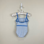 Load image into Gallery viewer, Jacadi Paris Blue Stripe Bow Bathing Suit 12 Months
