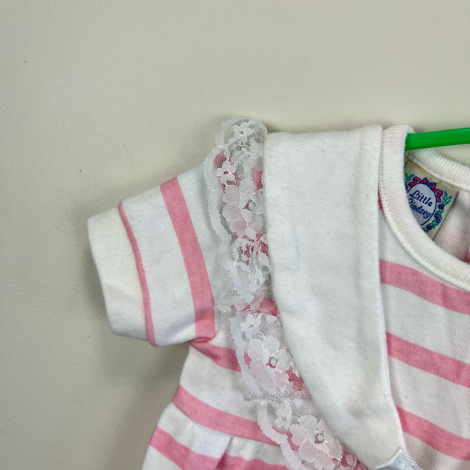 Vintage Little Lindsey Pink Striped Romper 0-6 Months