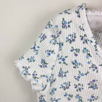 Load image into Gallery viewer, Art Class Short Sleeve Blue White Floral Ribbed T-Shirt S 6-7
