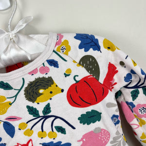 Mini Boden Cosy Printed Sweatshirt Dress Ivory Forest Friends 12-18 Months